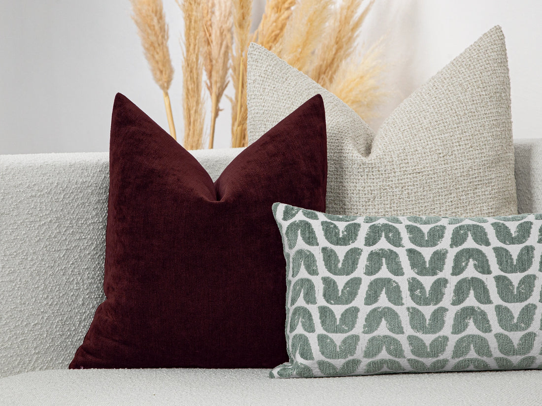 Burgundy Woven Pillow Cover - Lustre