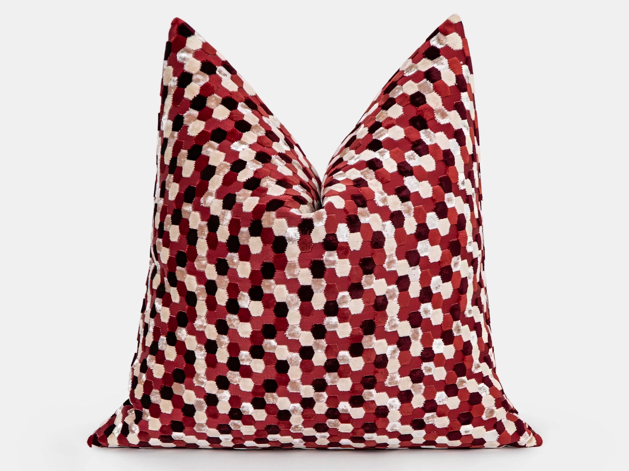 Burgundy Mosaic Cut Velvet Pillow Cover
