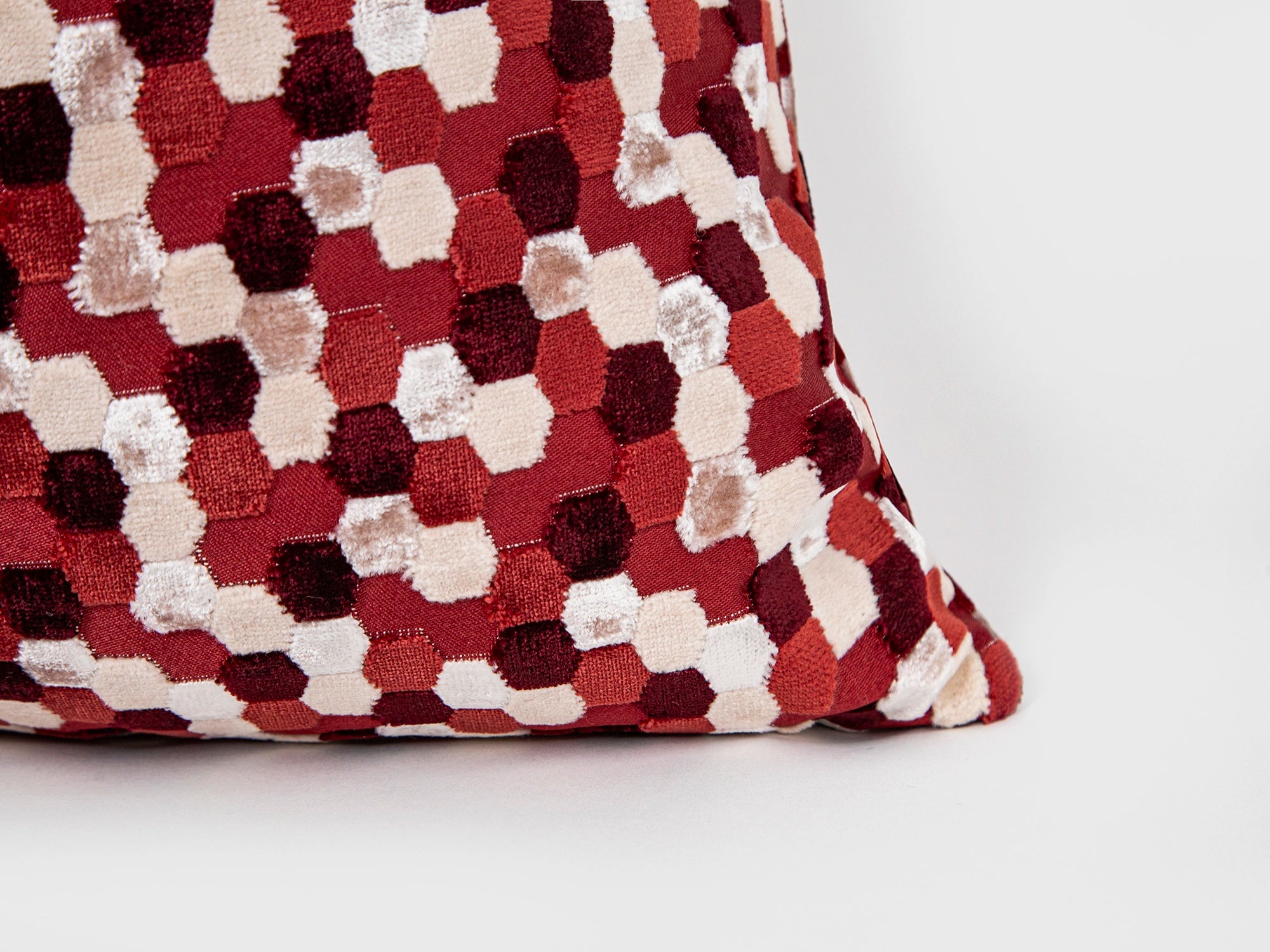 Burgundy Mosaic Cut Velvet Pillow Cover