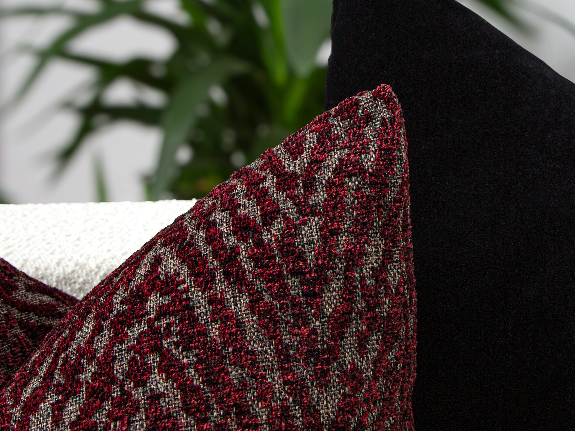 Burgundy Textured Chevron Pillow Cover