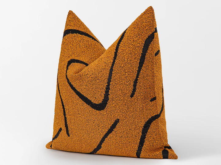Burnt Orange Graffito Pillow Cover - Amorphous