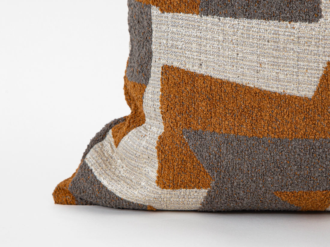 Burnt Orange Geometric Textured Pillow Cover
