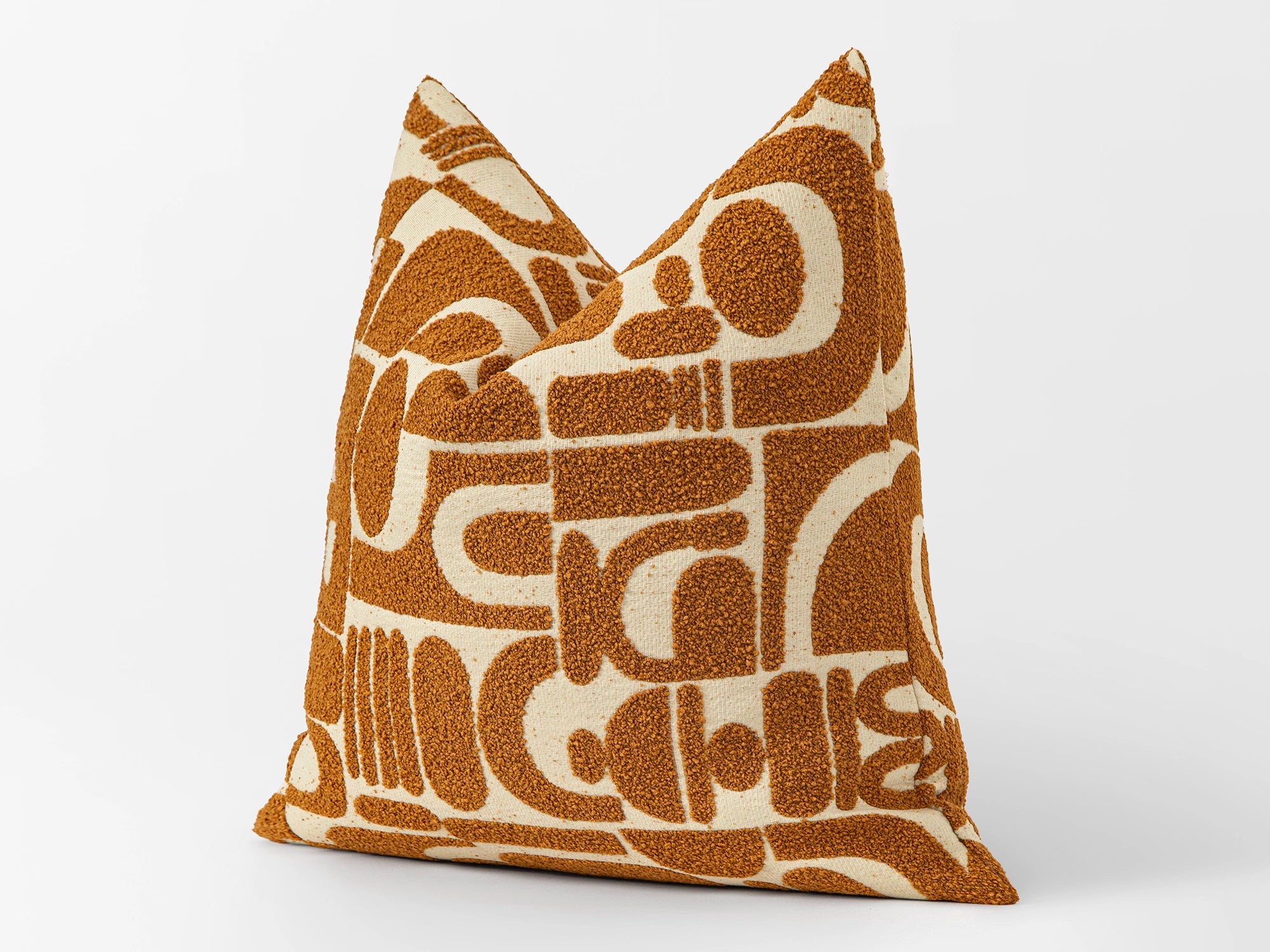 Burnt Orange Looped Geo Pillow Cover