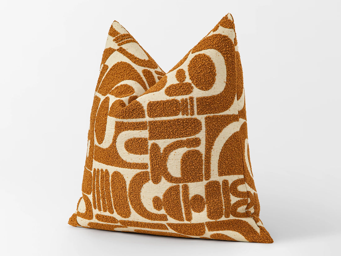 Burnt Orange Looped Geo Pillow Cover