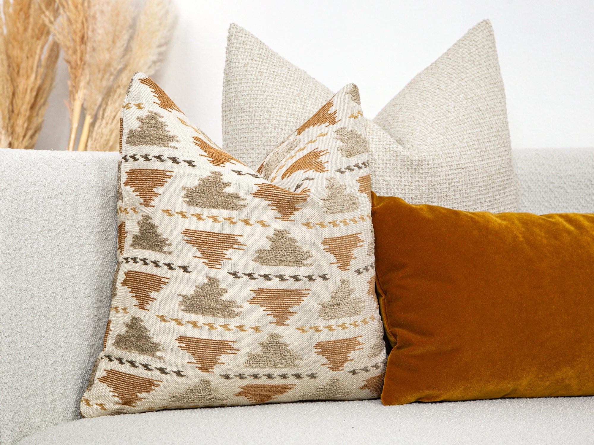 Dusty Orange Textured Geometric Pillow Cover