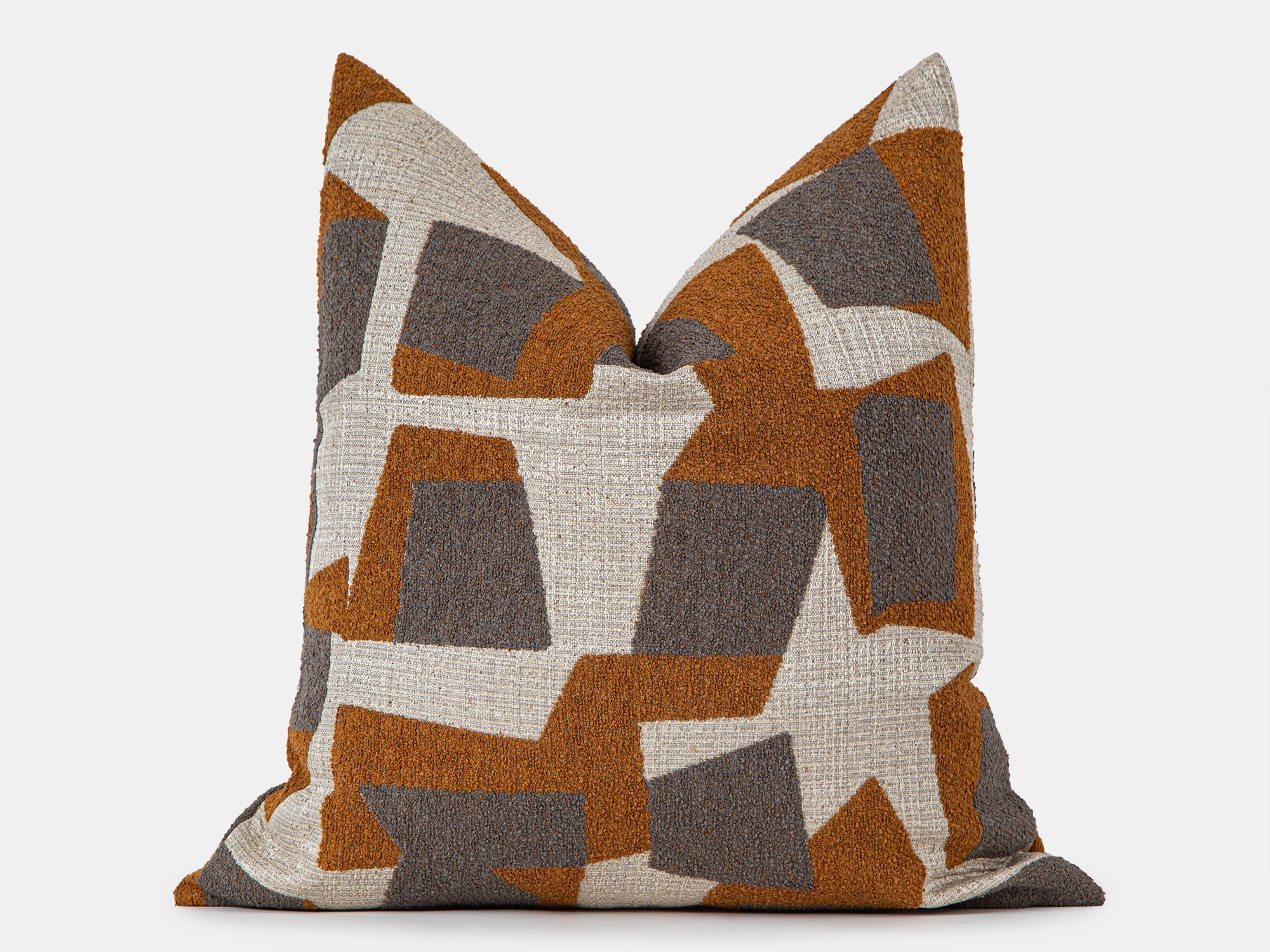Burnt Orange Geometric Textured Pillow Cover
