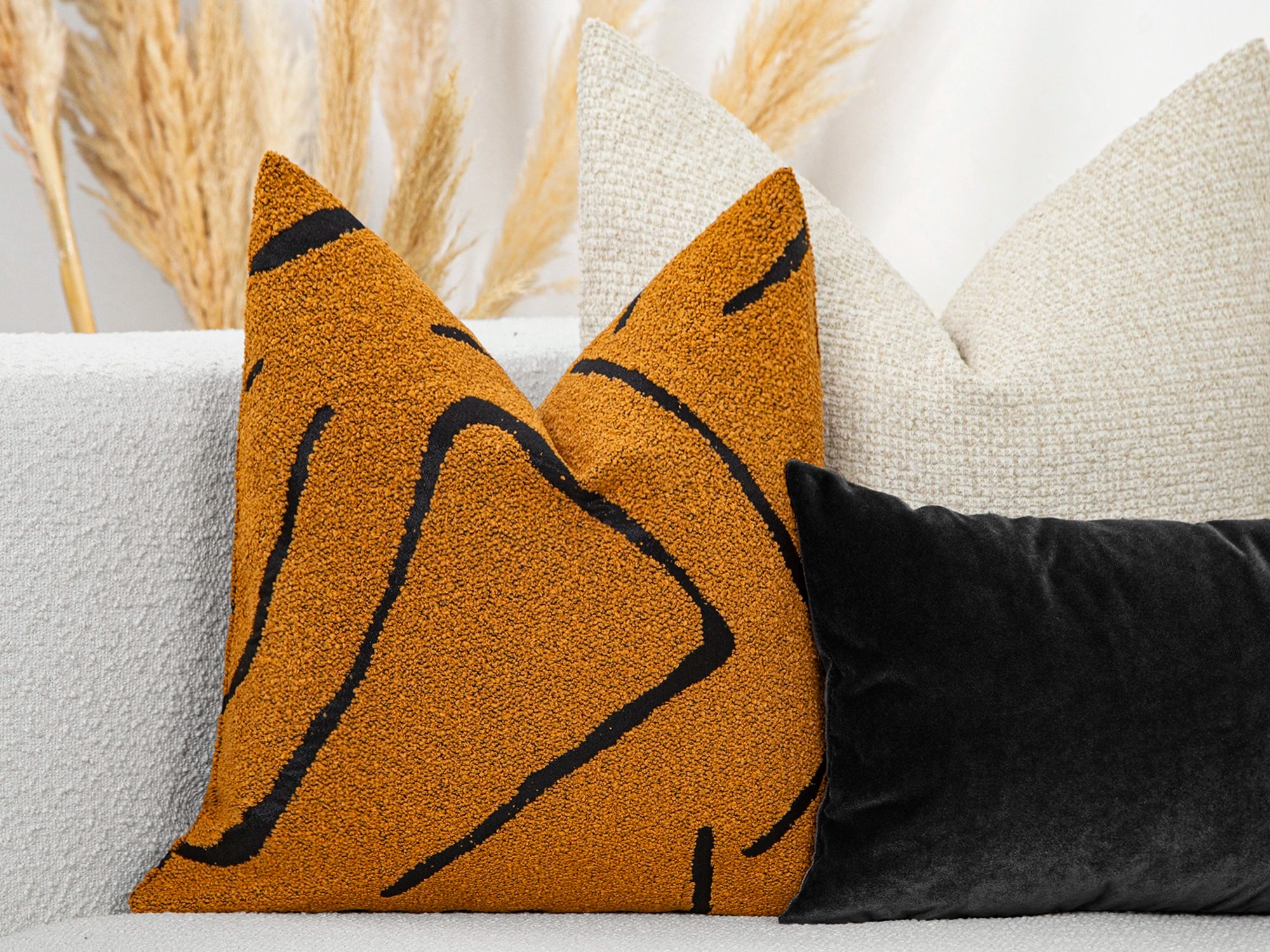Burnt Orange Graffito Pillow Cover - Amorphous