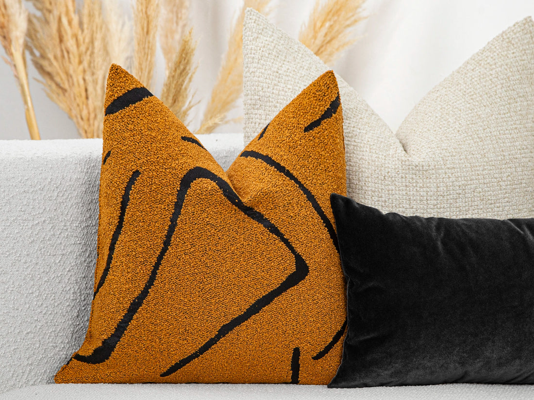 Burnt Orange Graffito Pillow Cover - Amorphous