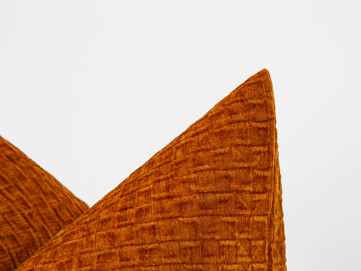 Burnt Orange Textured Lattice Pillow Cover – Relief