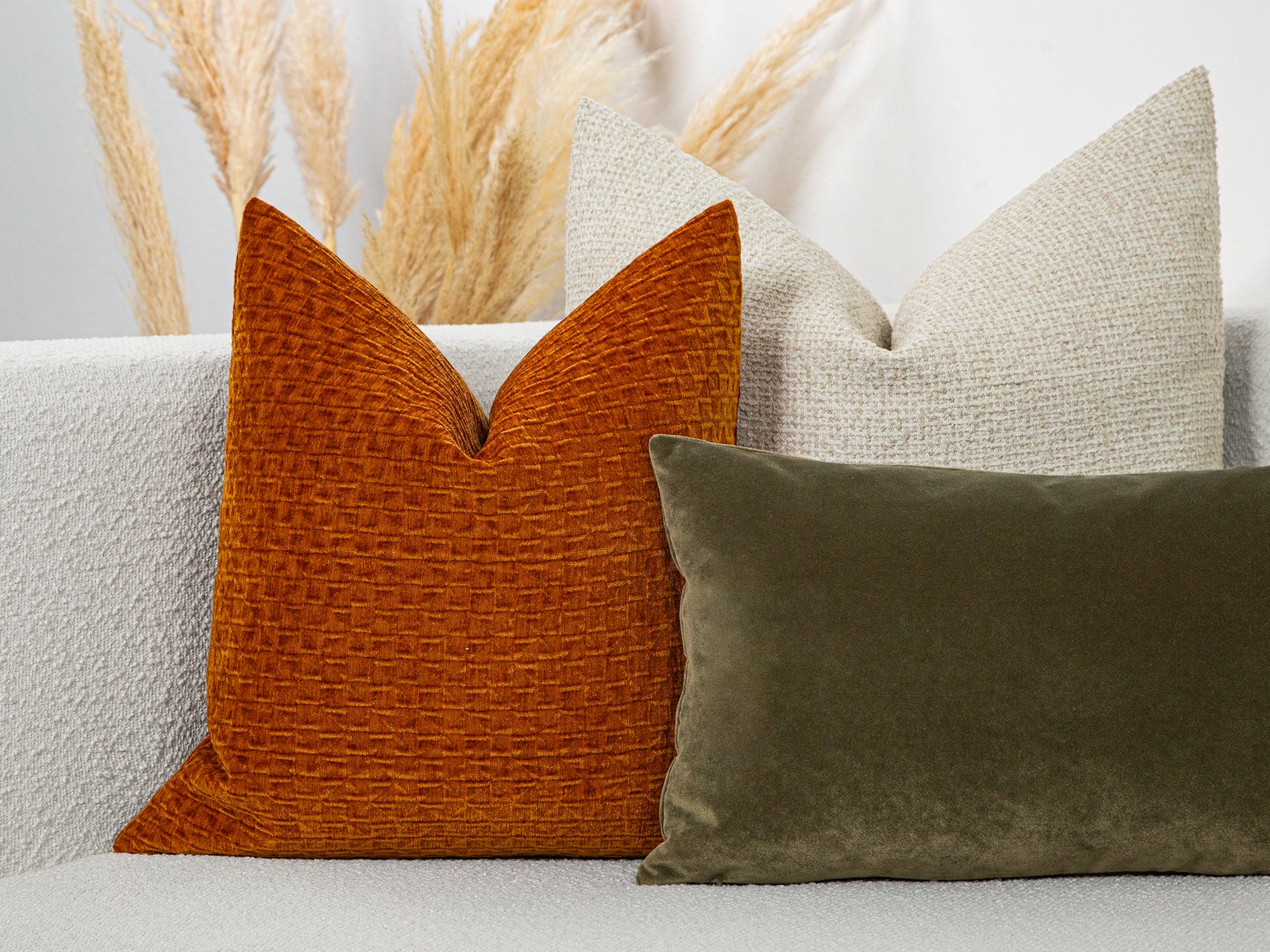Burnt Orange Textured Lattice Pillow Cover – Relief