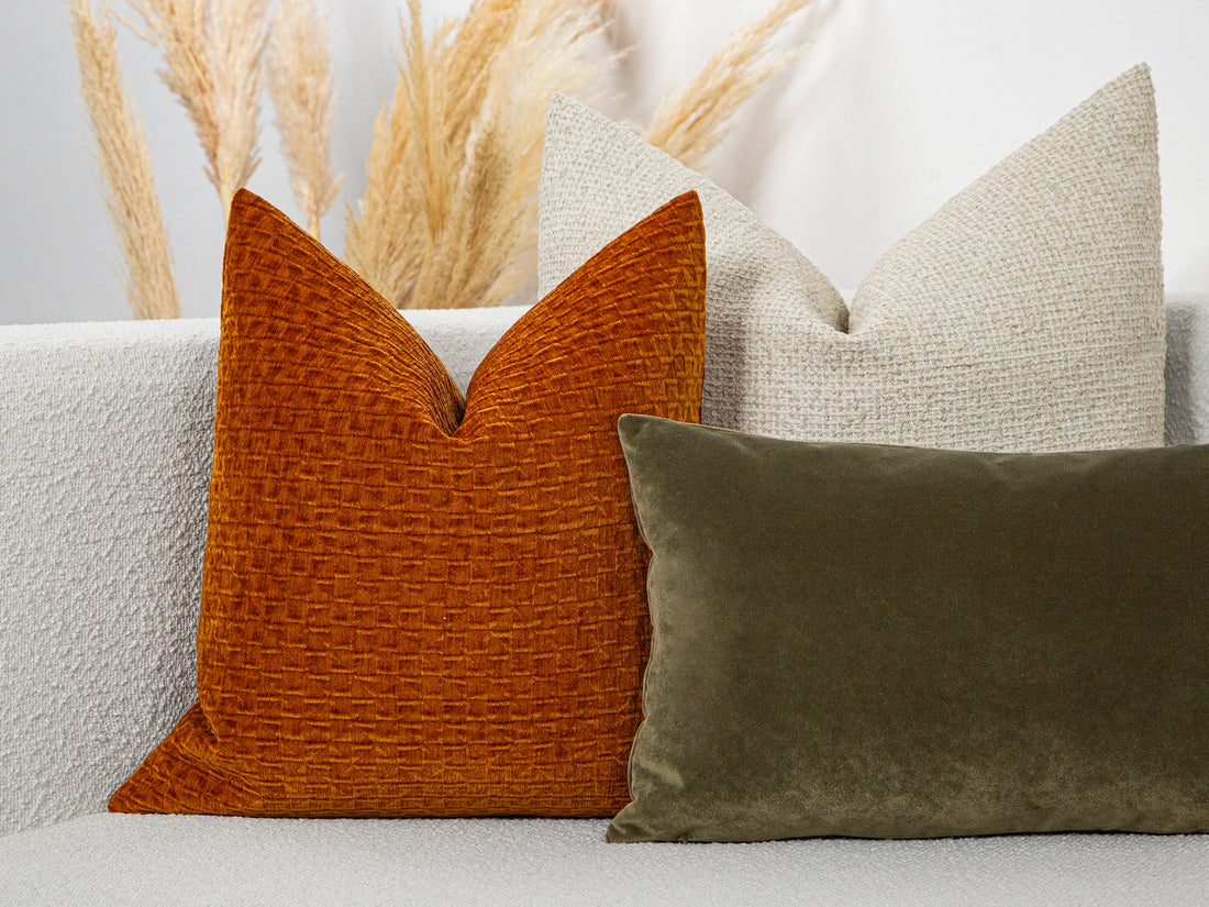 Burnt Orange Textured Lattice Pillow Cover – Relief