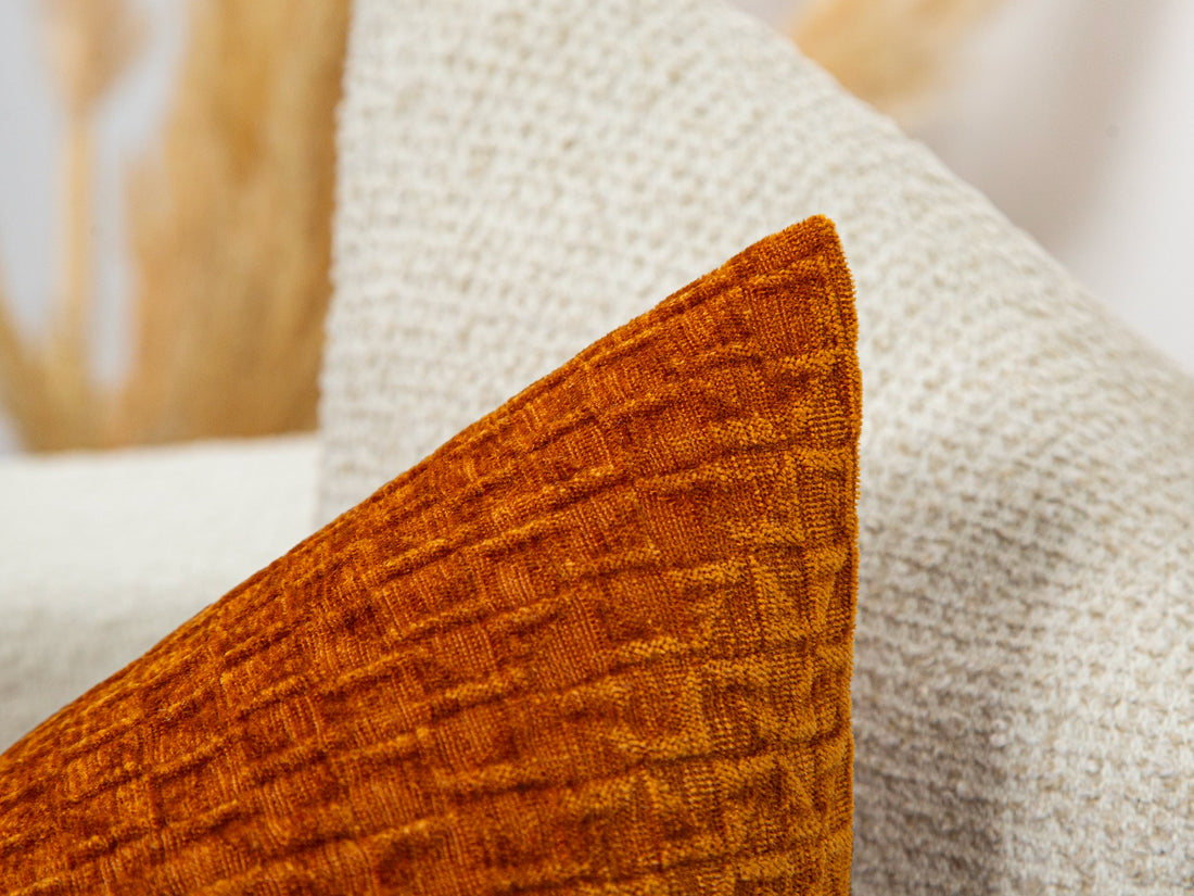 Burnt Orange Textured Lattice Pillow Cover – Relief