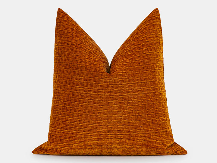 Burnt Orange Textured Lattice Pillow Cover – Relief