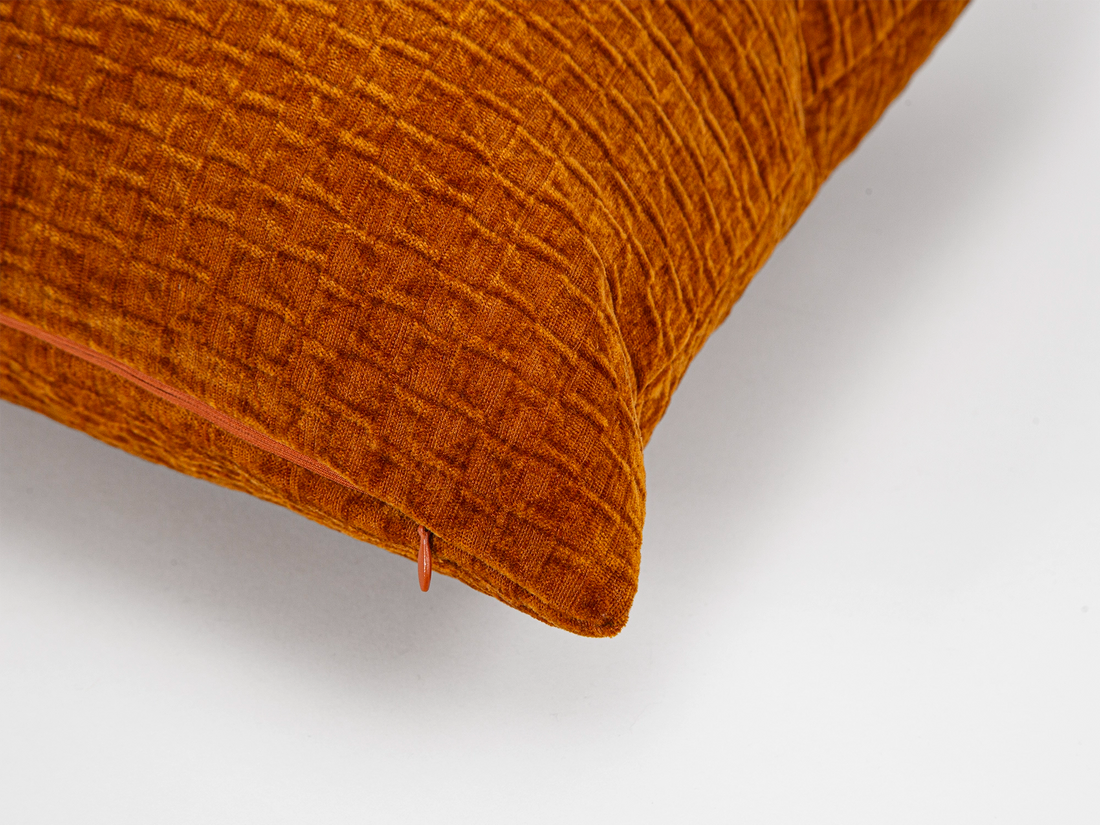Burnt Orange Textured Lattice Pillow Cover – Relief