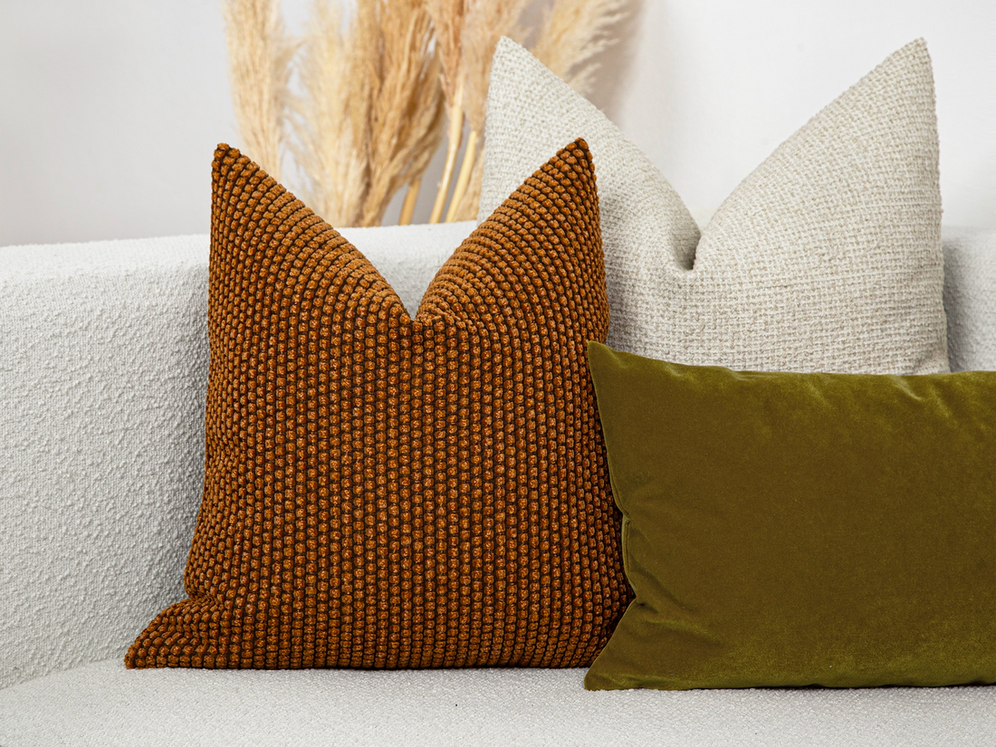 Burnt Orange Spotted Textured Pillow Cover