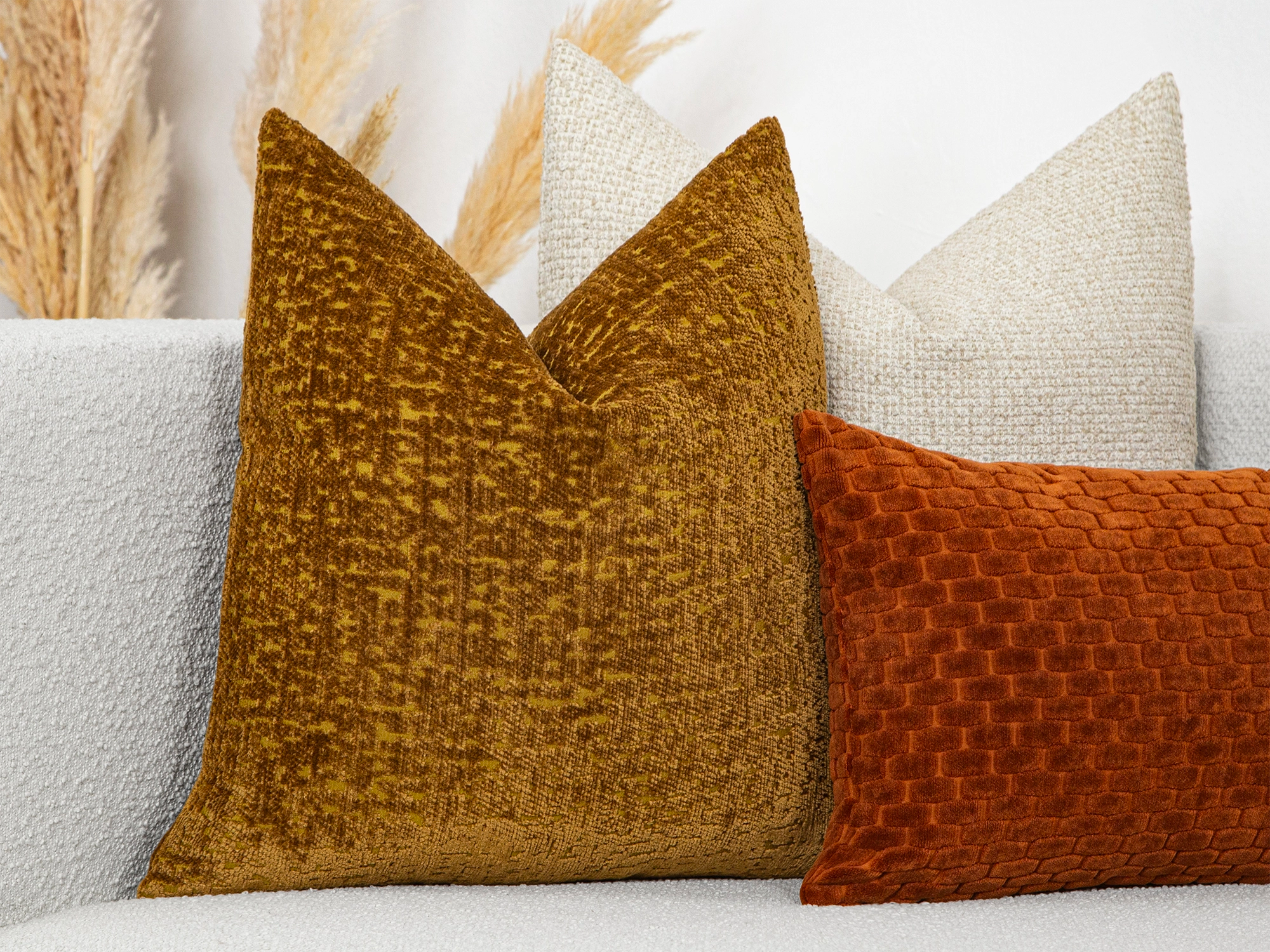 Amber Gold Tactile Textured Pillow Cover