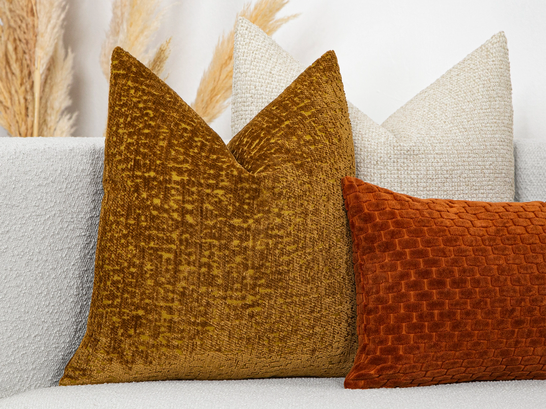 Amber Gold Tactile Textured Pillow Cover