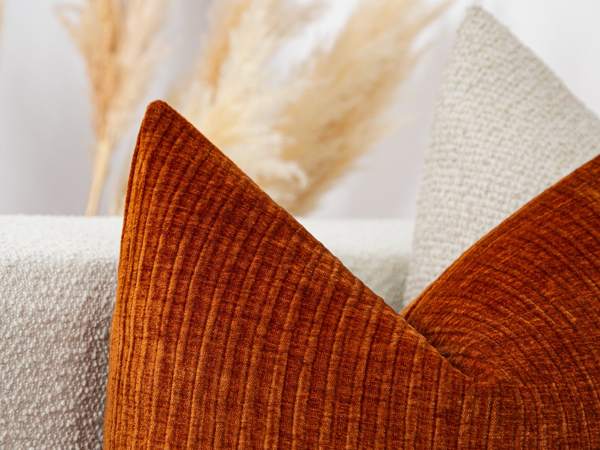 Burnt Orange Striped Soft Pillow Cover