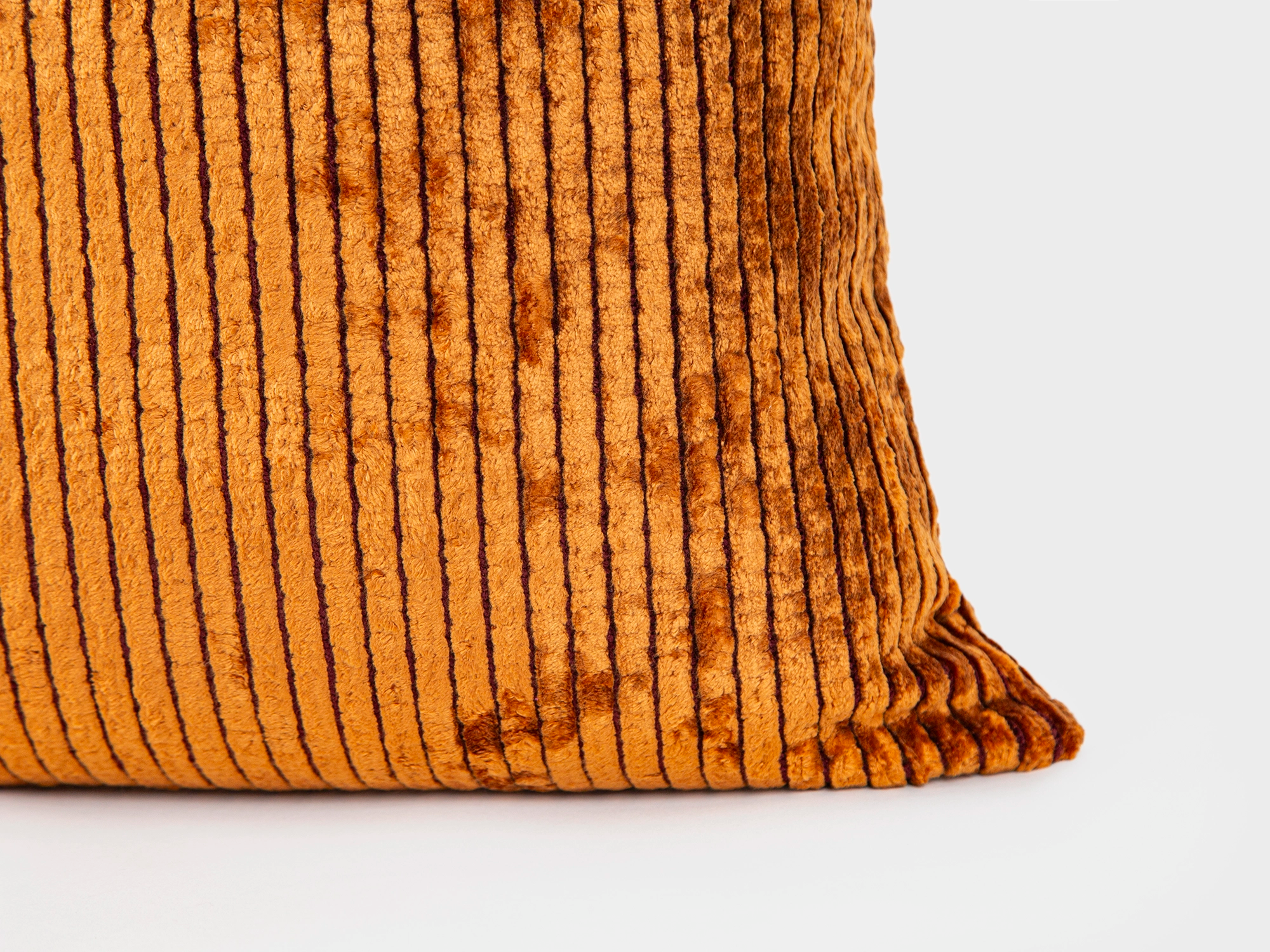 Burnt Orange Tonal Striped Velvet Pillow Cover