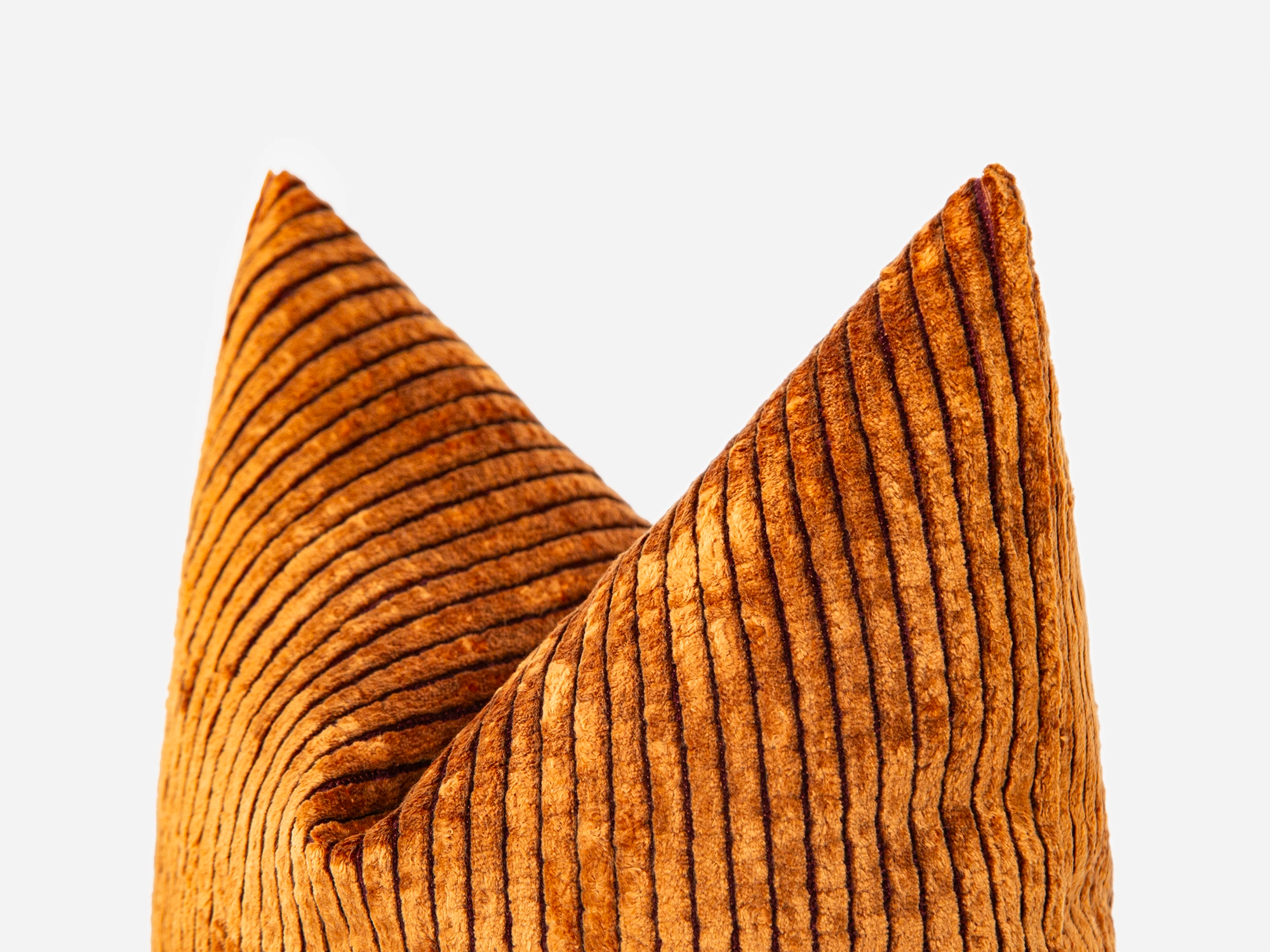 Burnt Orange Tonal Striped Velvet Pillow Cover