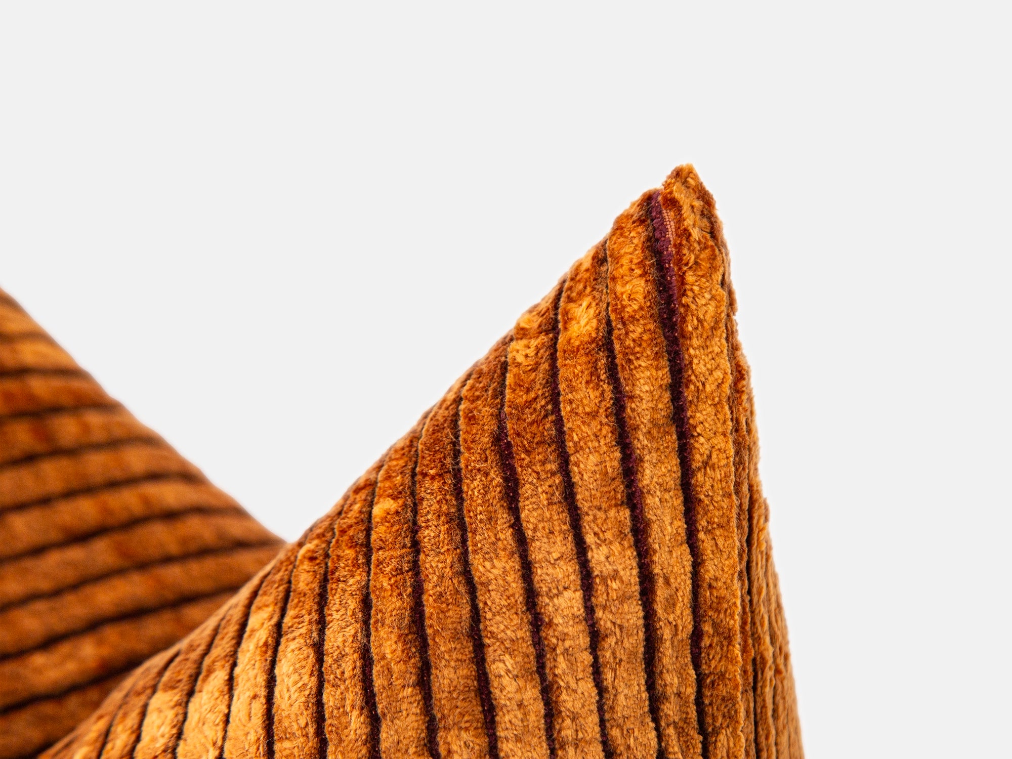 Burnt Orange Tonal Striped Velvet Pillow Cover