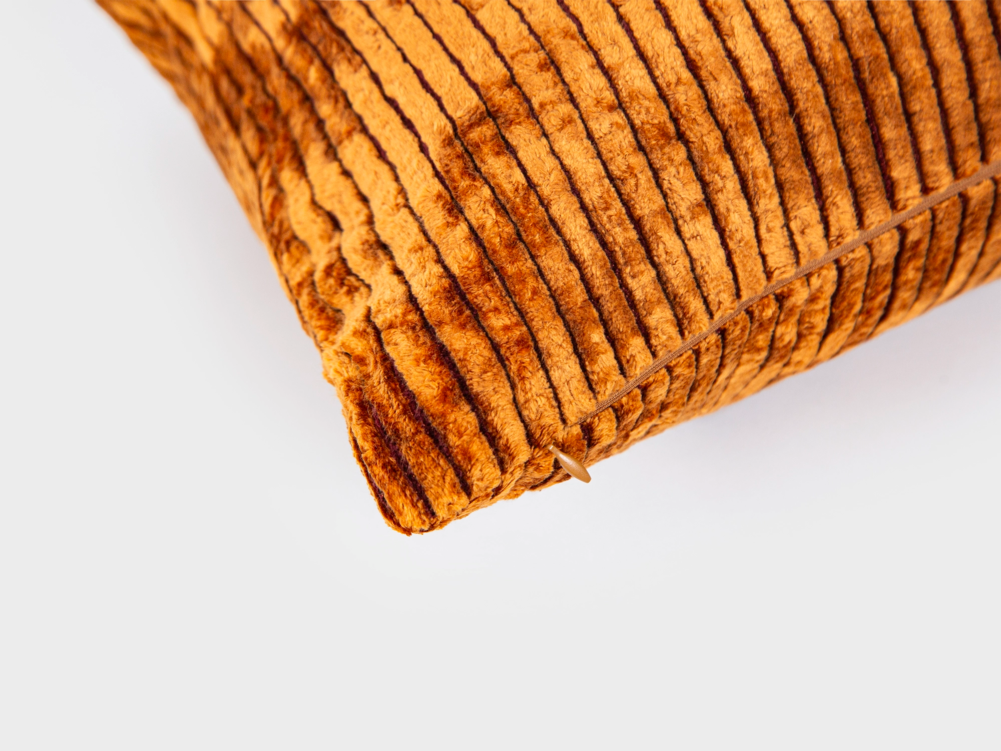 Burnt Orange Tonal Striped Velvet Pillow Cover