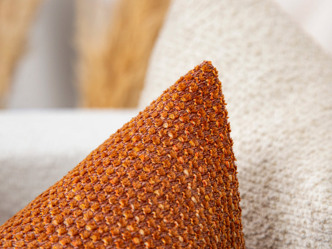 Burnt Orange Woven Pillow Cover