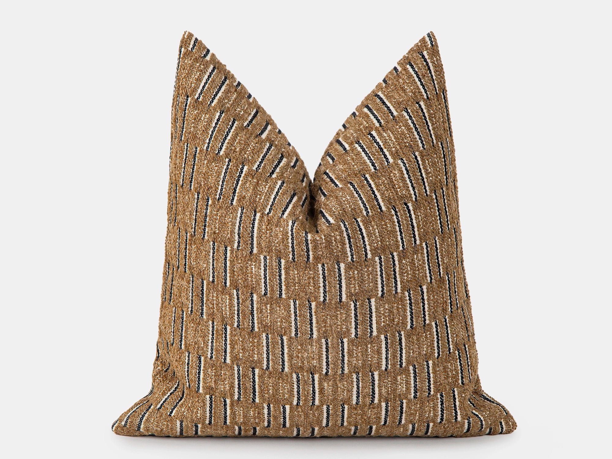 Camel Brown Dash Textured Pillow Cover
