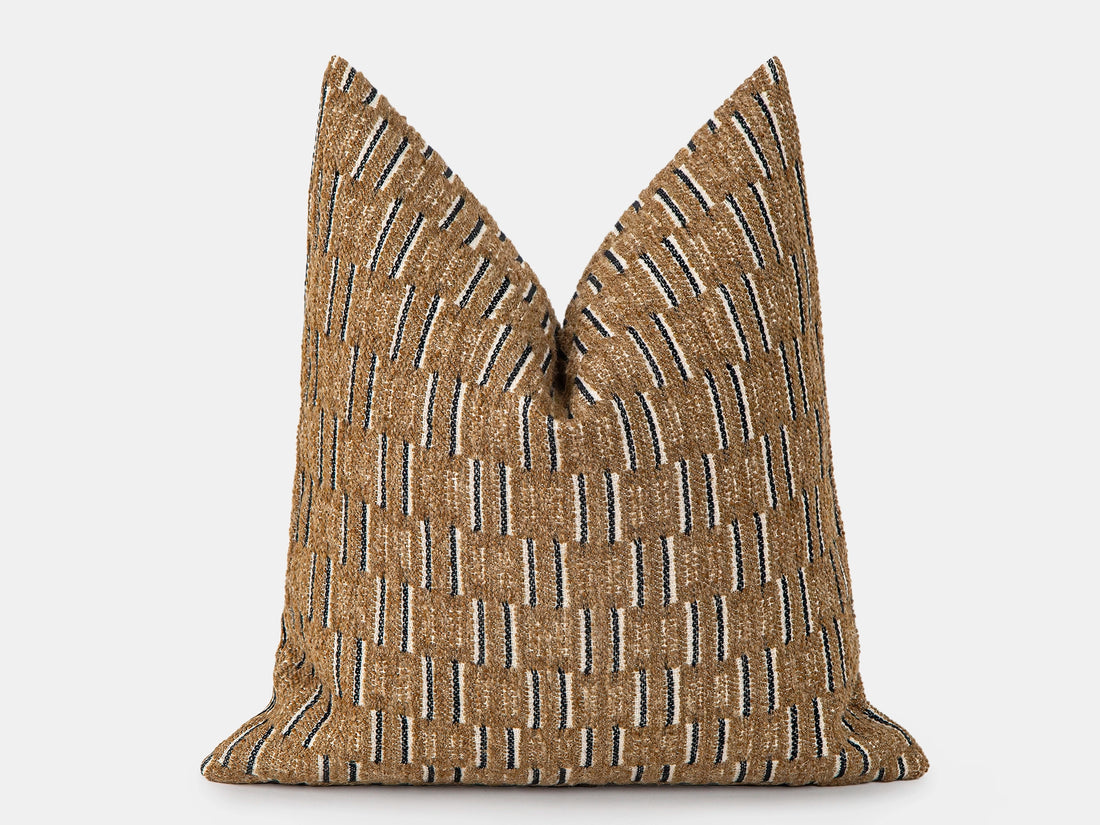 Camel Brown Dash Textured Pillow Cover