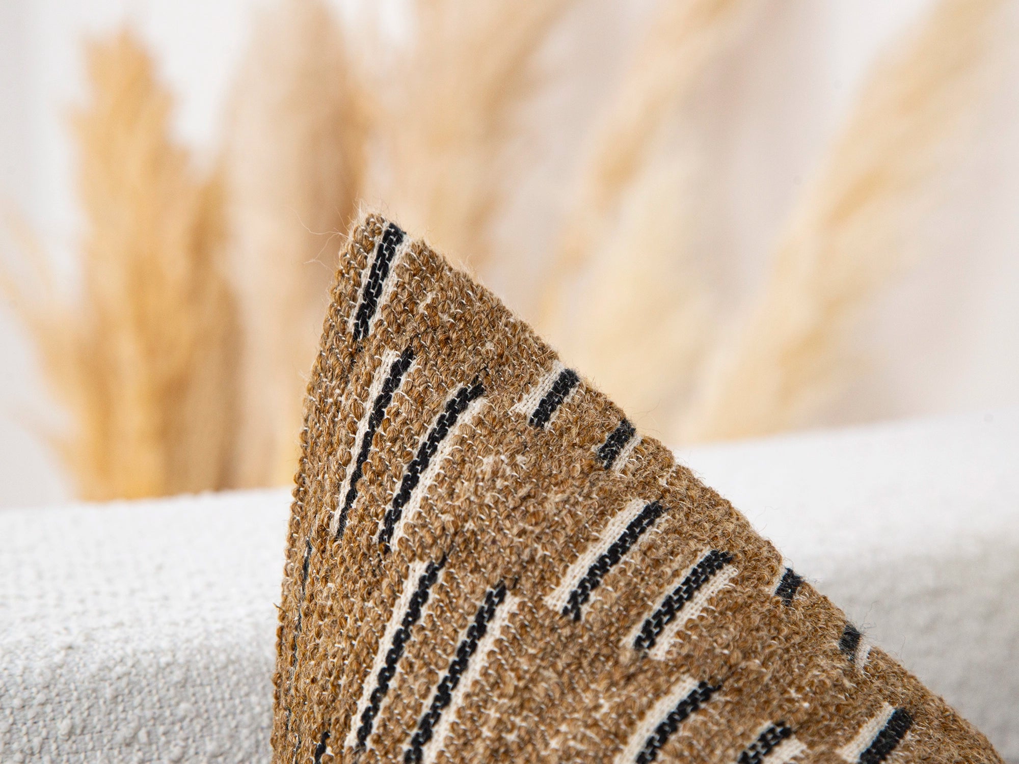 Camel Brown Dash Textured Pillow Cover