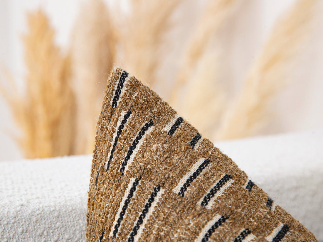 Camel Brown Dash Textured Pillow Cover
