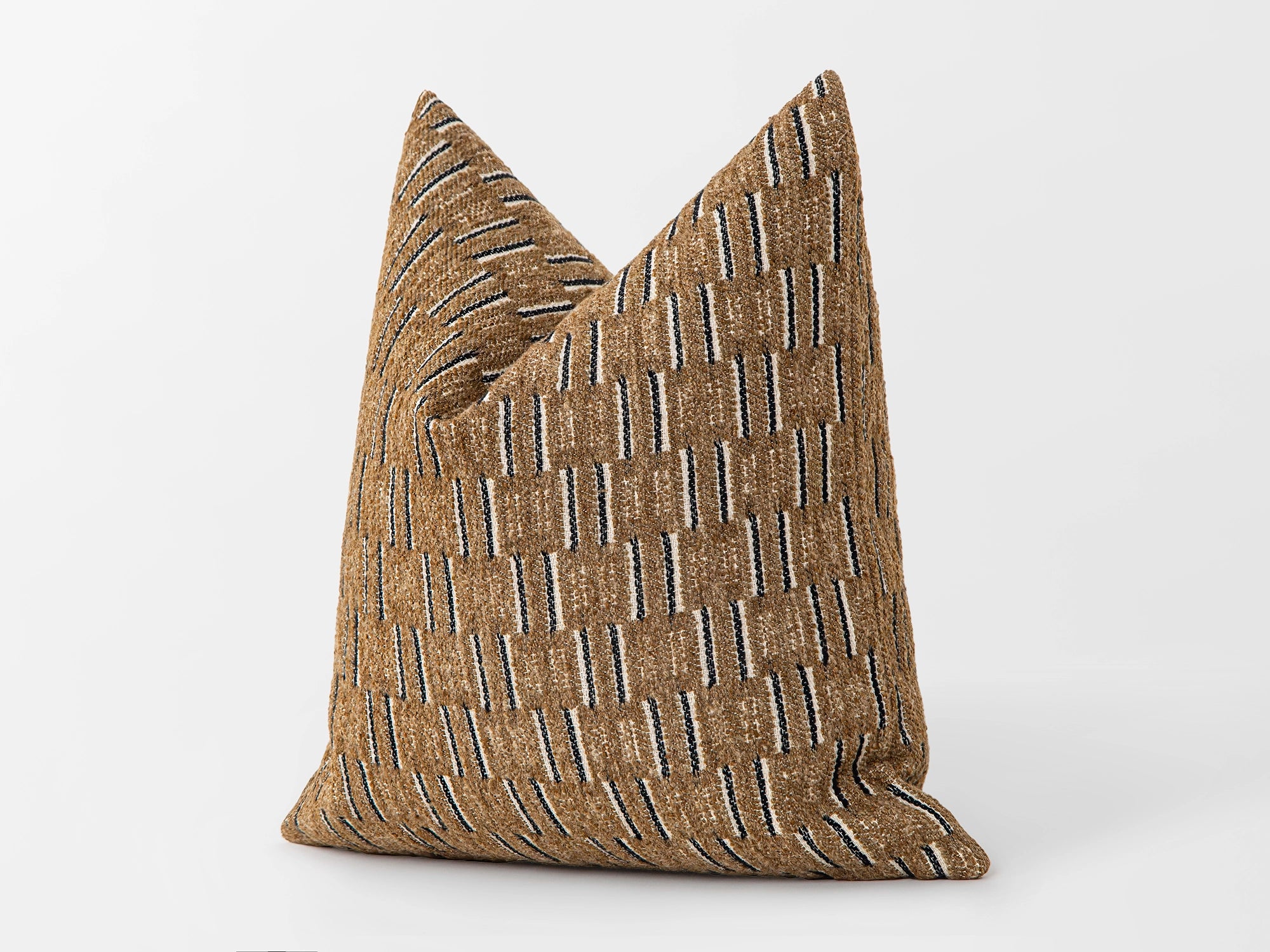 Camel Brown Dash Textured Pillow Cover