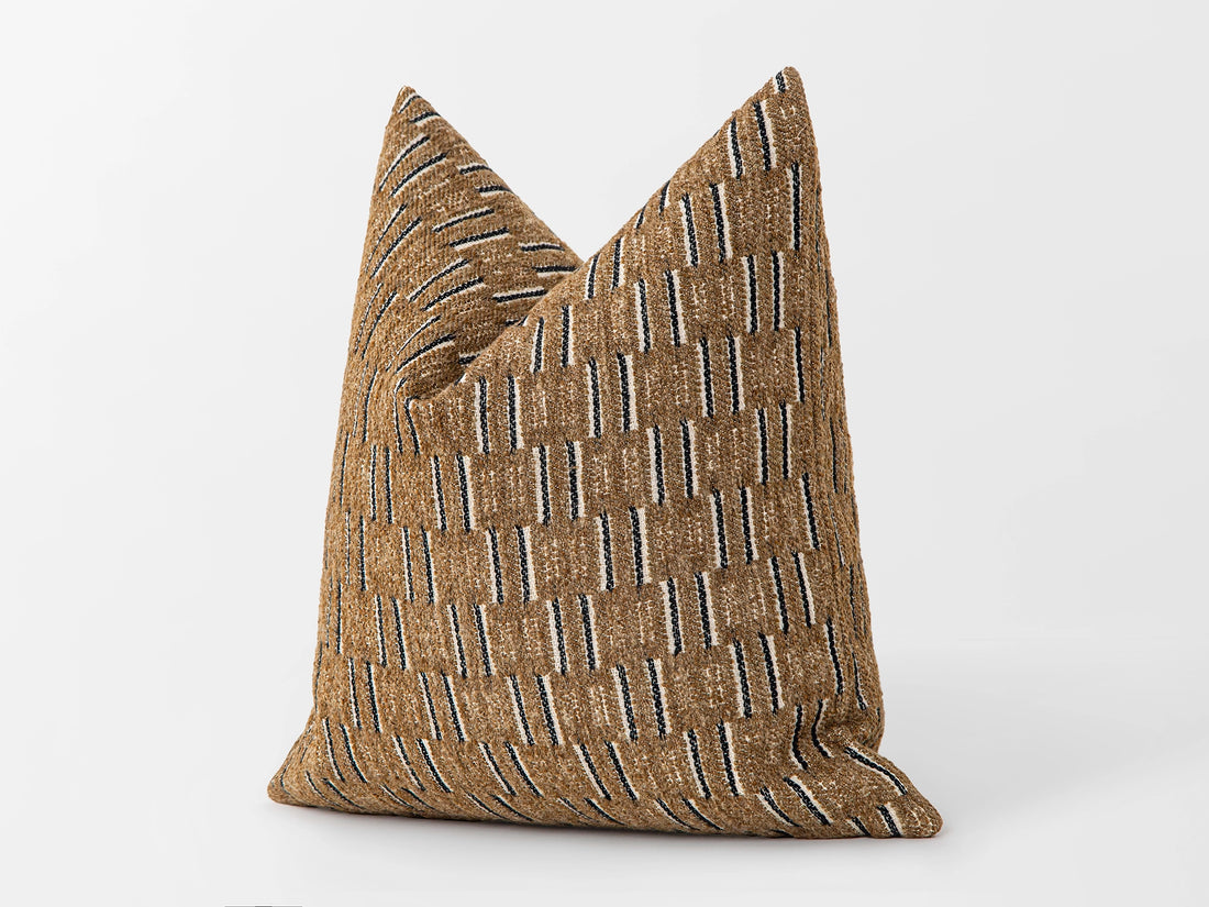 Camel Brown Dash Textured Pillow Cover