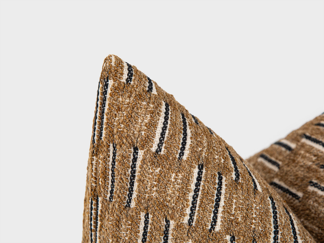 Camel Brown Dash Textured Pillow Cover