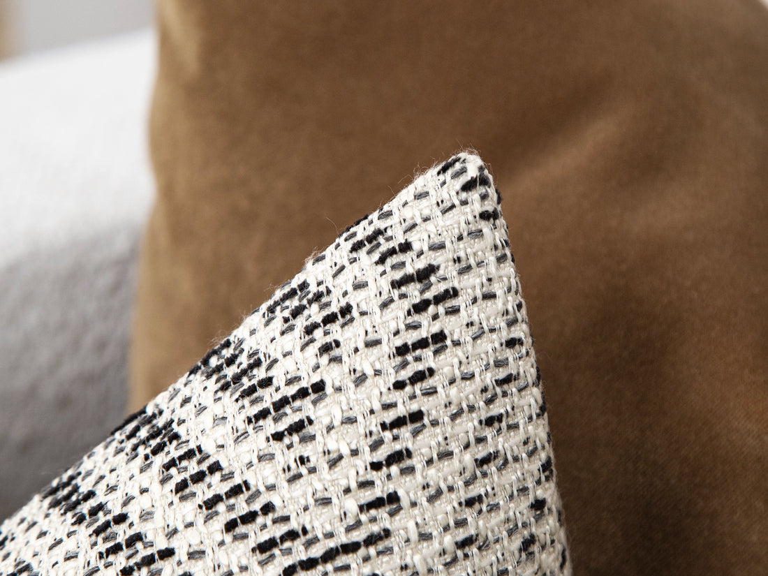 Beige & Charcoal Structured Woven Pillow Cover