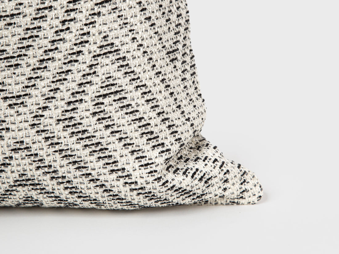 Beige & Charcoal Structured Woven Pillow Cover