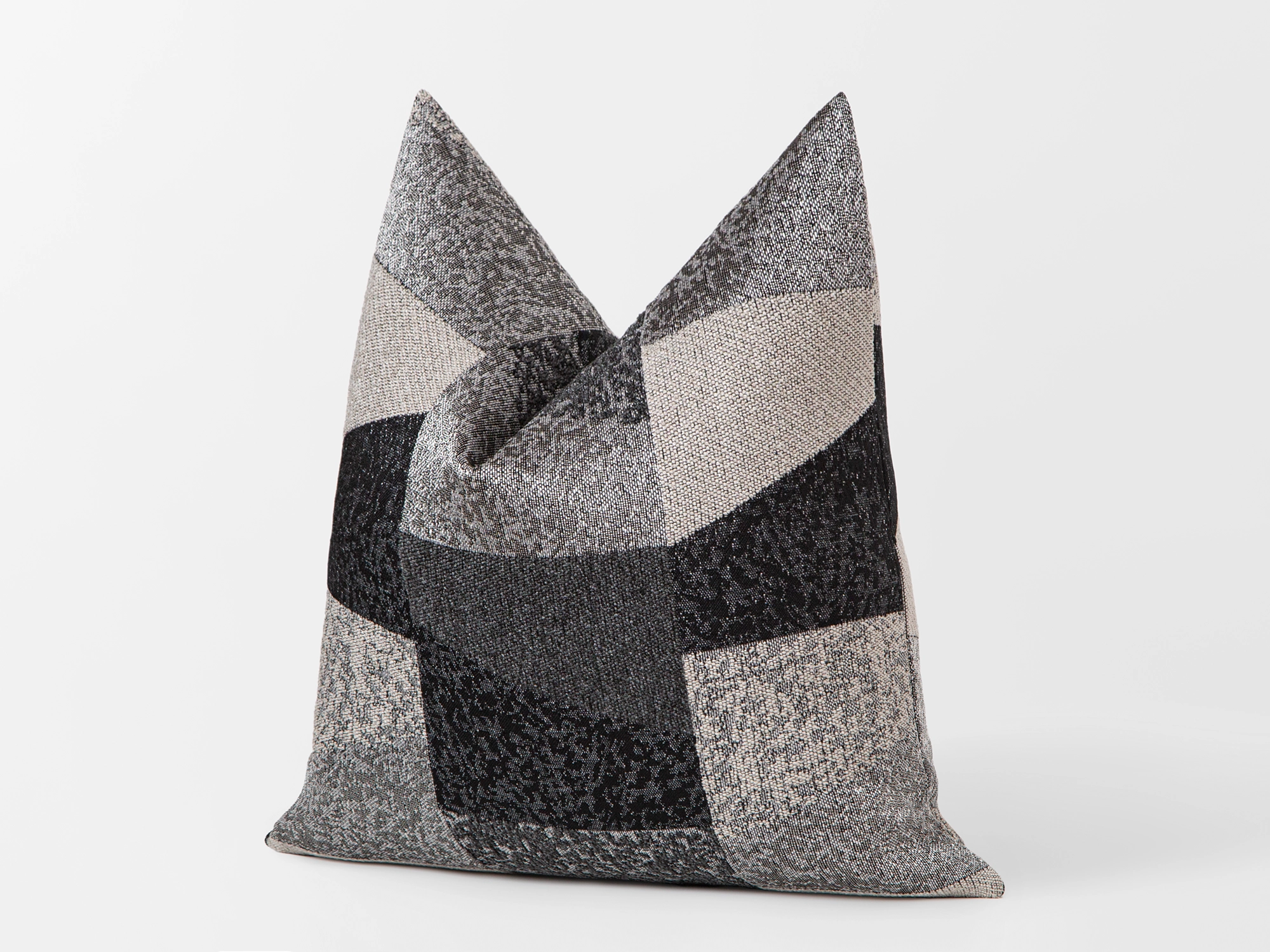 Charcoal Patchwork Woven Pillow Cover