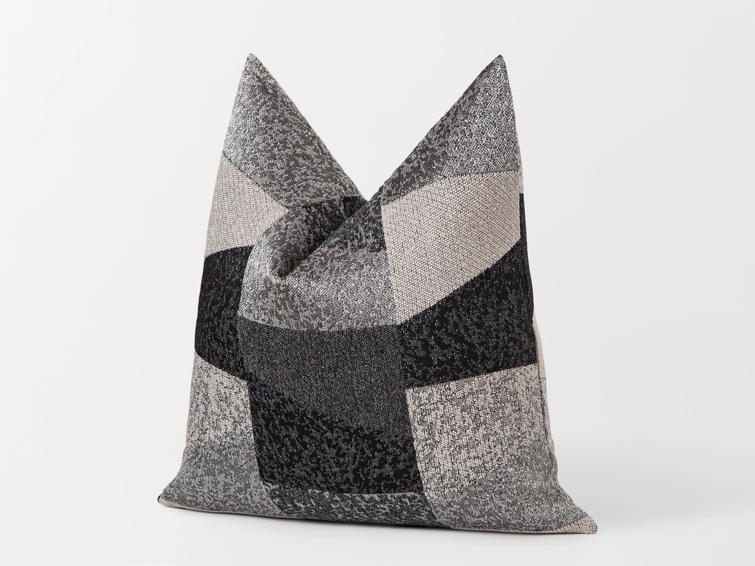 Charcoal Patchwork Woven Pillow Cover