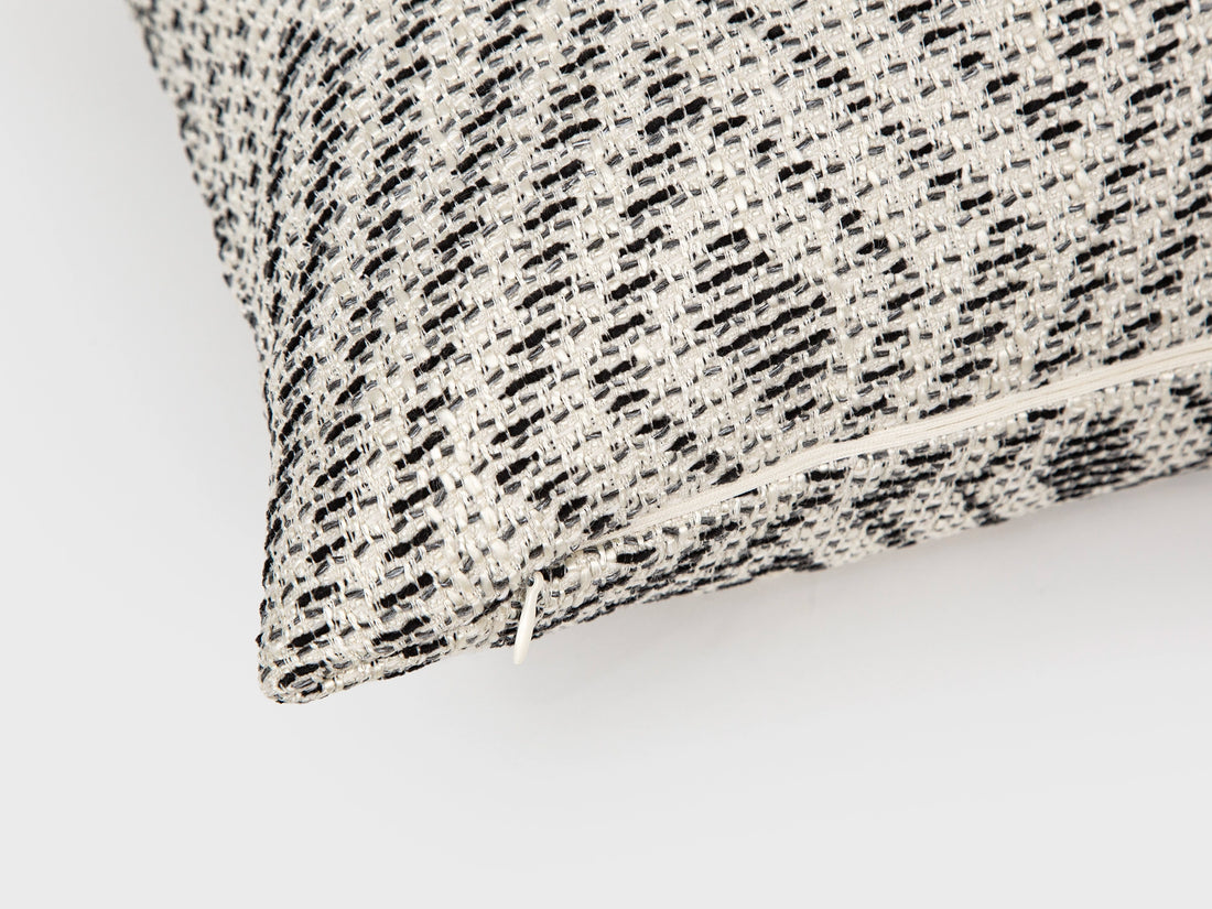 Beige & Charcoal Structured Woven Pillow Cover
