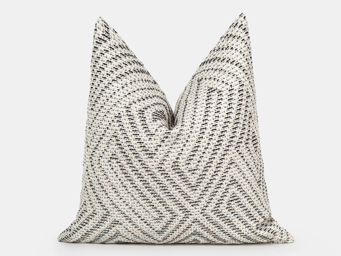 Beige & Charcoal Structured Woven Pillow Cover