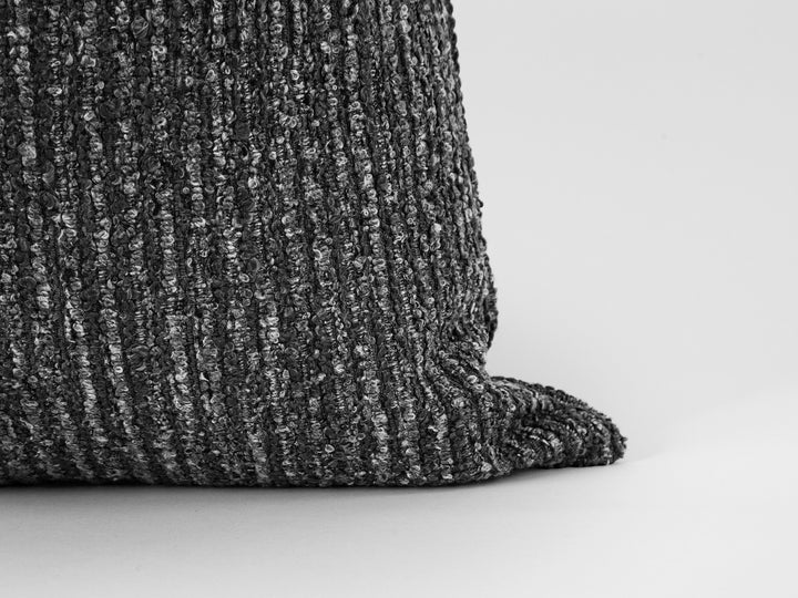 Charcoal Boucle Ribbed Pillow Cover