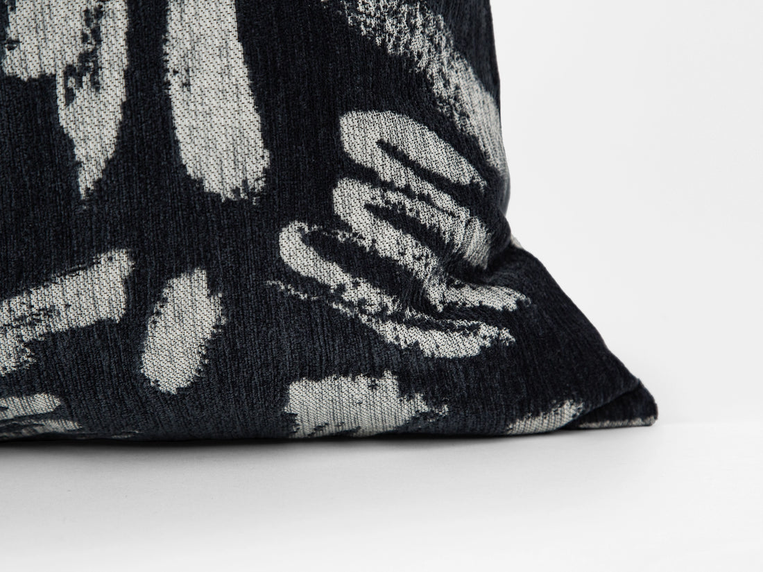 Charcoal Brushstroke Woven Pillow Cover