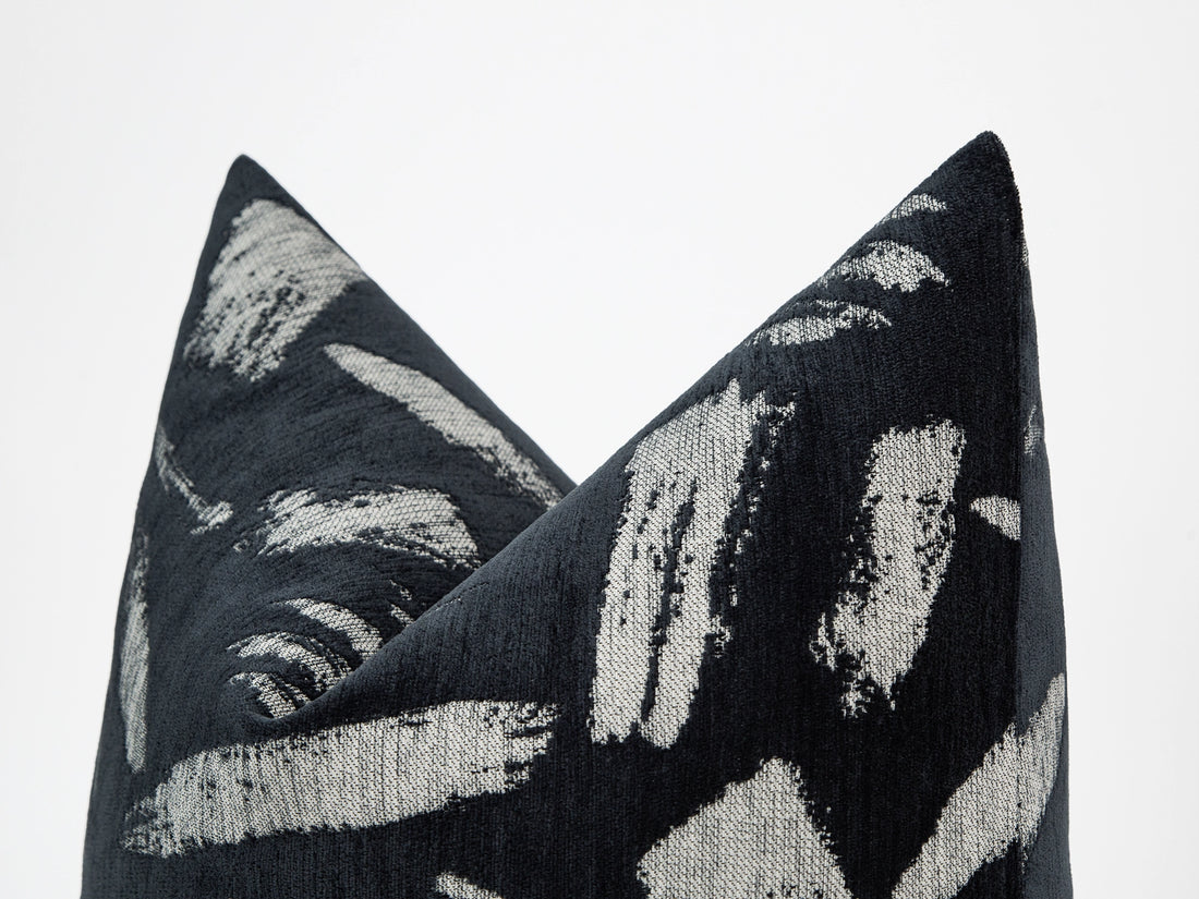 Charcoal Brushstroke Woven Pillow Cover