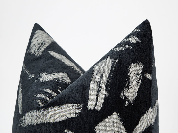 Charcoal Brushstroke Woven Pillow Cover