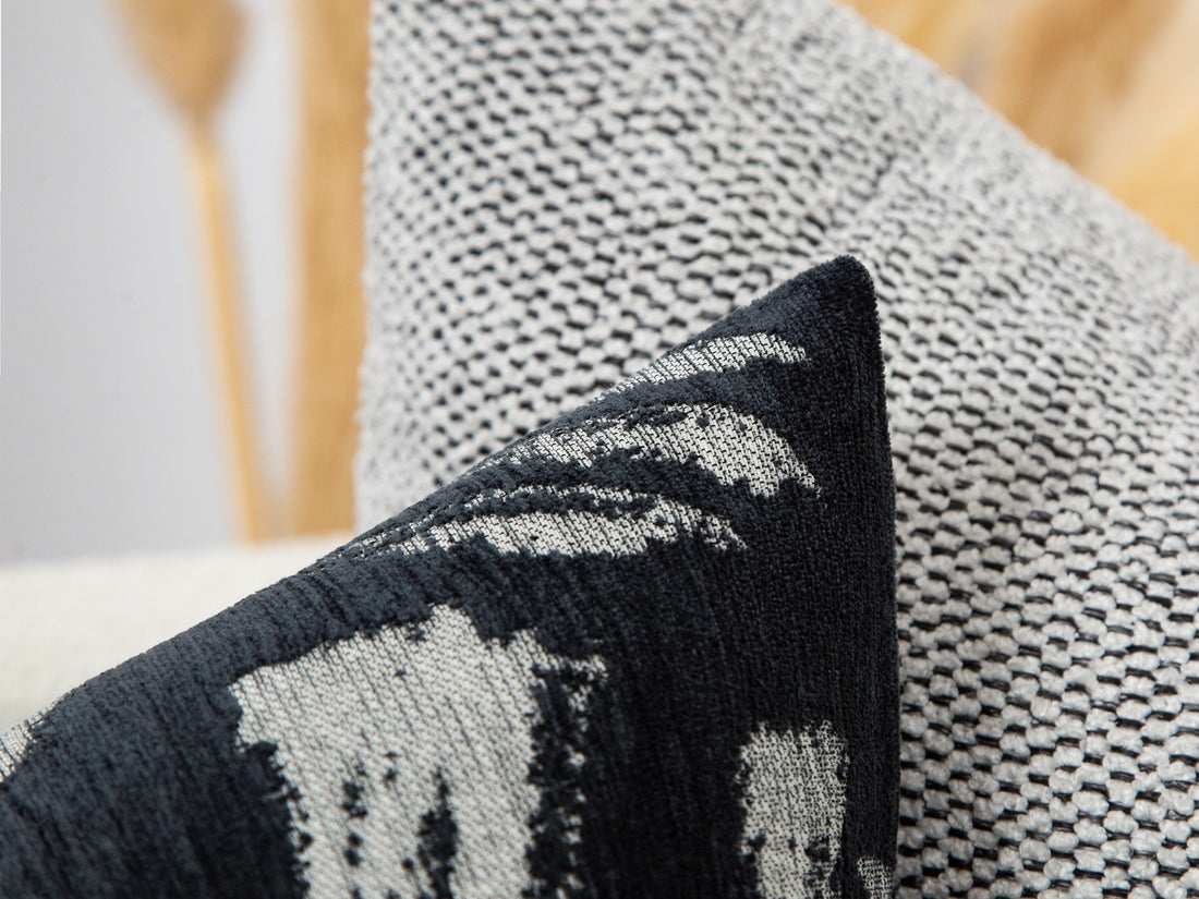 Charcoal Brushstroke Woven Pillow Cover