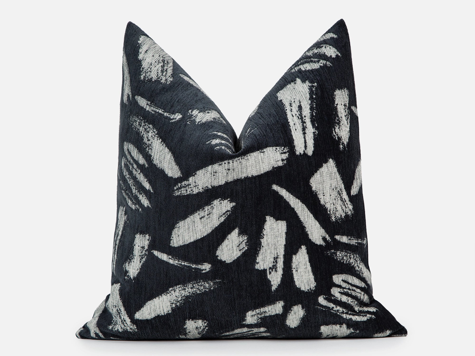 Charcoal Brushstroke Woven Pillow Cover