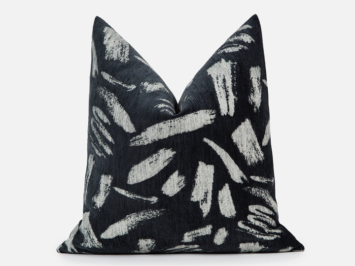 Charcoal Brushstroke Woven Pillow Cover