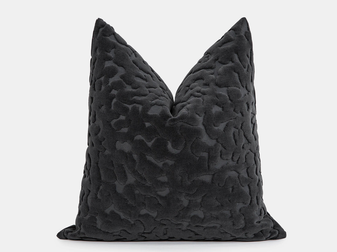 Charcoal Cut Velvet Pillow Cover