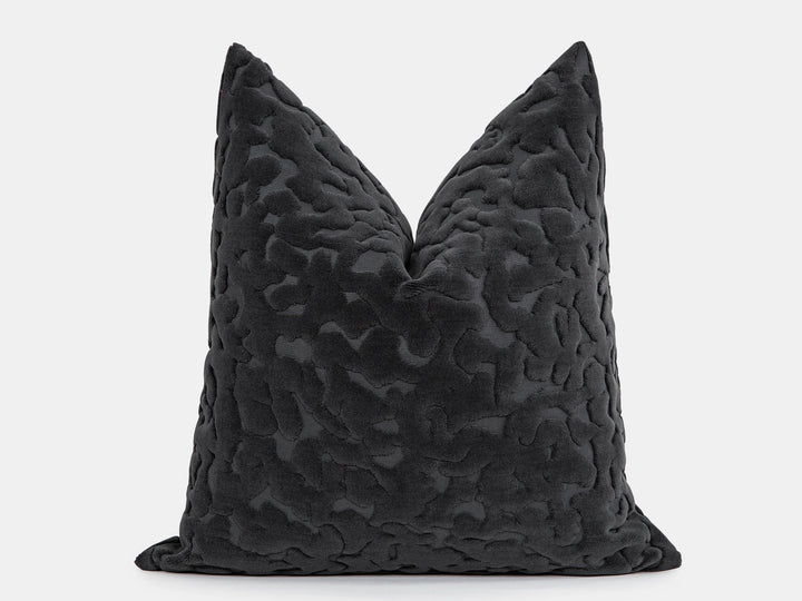 Charcoal Cut Velvet Pillow Cover