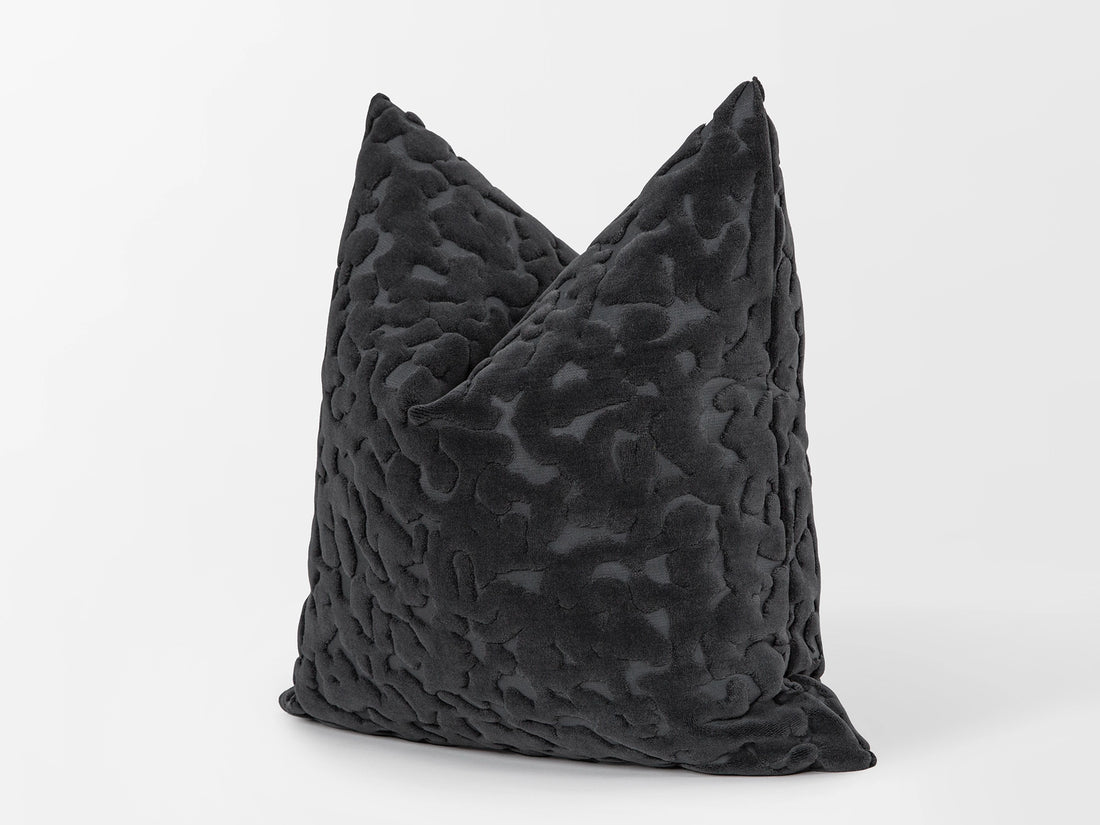 Charcoal Cut Velvet Pillow Cover